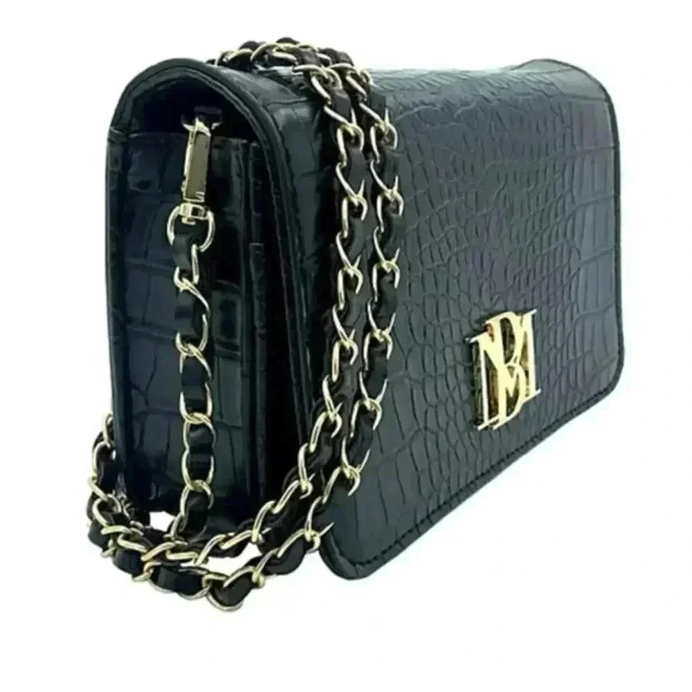 Badgley Mischka Black Crossbody Crocodile Bag / Clutch